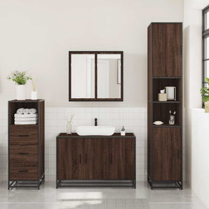 vidaXL 3 Piece Bathroom Furniture Set Brown Oak Engineered Wood