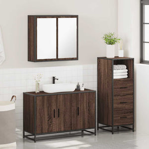 vidaXL 3 Piece Bathroom Furniture Set Brown Oak Engineered Wood