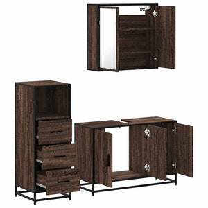 vidaXL 3 Piece Bathroom Furniture Set Brown Oak Engineered Wood