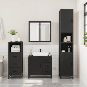 vidaXL 3 Piece Bathroom Furniture Set Black Engineered Wood