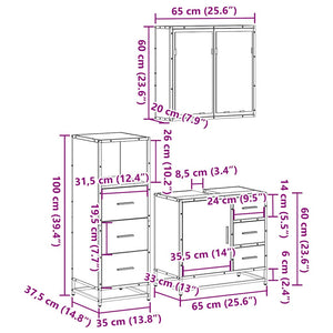 vidaXL 3 Piece Bathroom Furniture Set Black Engineered Wood