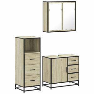 vidaXL 3 Piece Bathroom Furniture Set Sonoma Oak Engineered Wood