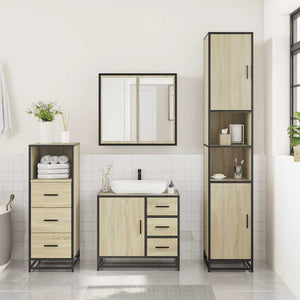 vidaXL 3 Piece Bathroom Furniture Set Sonoma Oak Engineered Wood