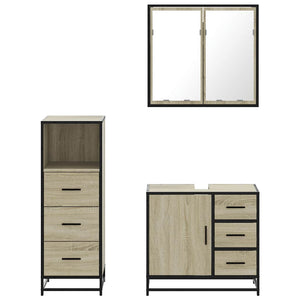 vidaXL 3 Piece Bathroom Furniture Set Sonoma Oak Engineered Wood