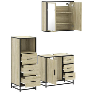 vidaXL 3 Piece Bathroom Furniture Set Sonoma Oak Engineered Wood