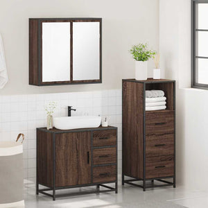 vidaXL 3 Piece Bathroom Furniture Set Brown Oak Engineered Wood