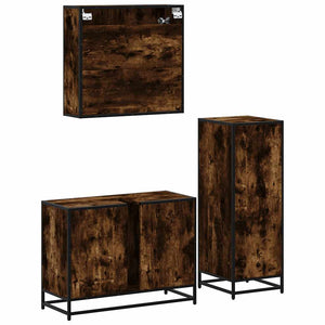 vidaXL 3 Piece Bathroom Furniture Set Smoked Oak Engineered Wood