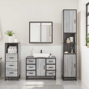 vidaXL 3 Piece Bathroom Furniture Set Grey Sonoma Engineered Wood