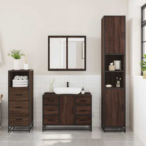 vidaXL 3 Piece Bathroom Furniture Set Brown Oak Engineered Wood