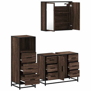 vidaXL 3 Piece Bathroom Furniture Set Brown Oak Engineered Wood