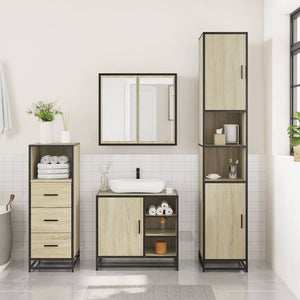 vidaXL 3 Piece Bathroom Furniture Set Sonoma Oak Engineered Wood