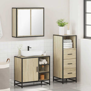 vidaXL 3 Piece Bathroom Furniture Set Sonoma Oak Engineered Wood