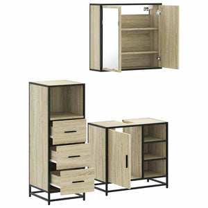 vidaXL 3 Piece Bathroom Furniture Set Sonoma Oak Engineered Wood