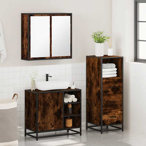 vidaXL 3 Piece Bathroom Furniture Set Smoked Oak Engineered Wood