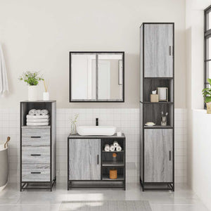 vidaXL 3 Piece Bathroom Furniture Set Grey Sonoma Engineered Wood