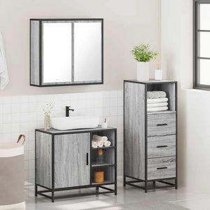 vidaXL 3 Piece Bathroom Furniture Set Grey Sonoma Engineered Wood