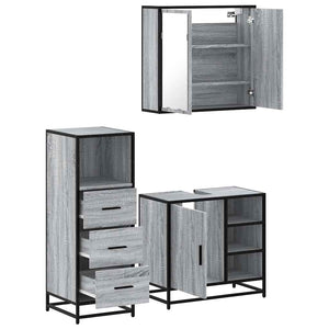 vidaXL 3 Piece Bathroom Furniture Set Grey Sonoma Engineered Wood