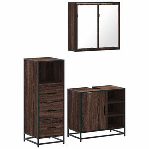 vidaXL 3 Piece Bathroom Furniture Set Brown Oak Engineered Wood