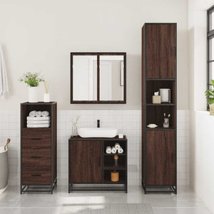 vidaXL 3 Piece Bathroom Furniture Set Brown Oak Engineered Wood