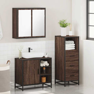 vidaXL 3 Piece Bathroom Furniture Set Brown Oak Engineered Wood