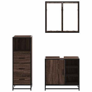 vidaXL 3 Piece Bathroom Furniture Set Brown Oak Engineered Wood