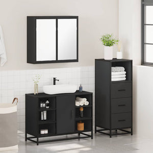 vidaXL 3 Piece Bathroom Furniture Set Black Engineered Wood