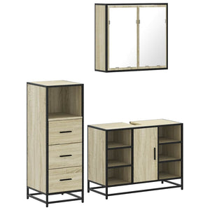 vidaXL 3 Piece Bathroom Furniture Set Sonoma Oak Engineered Wood