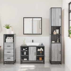 vidaXL 3 Piece Bathroom Furniture Set Grey Sonoma Engineered Wood