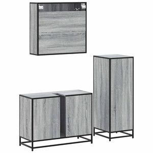 vidaXL 3 Piece Bathroom Furniture Set Grey Sonoma Engineered Wood