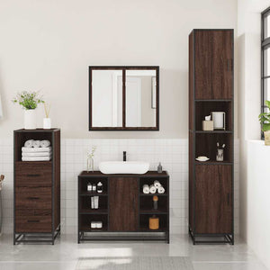 vidaXL 3 Piece Bathroom Furniture Set Brown Oak Engineered Wood