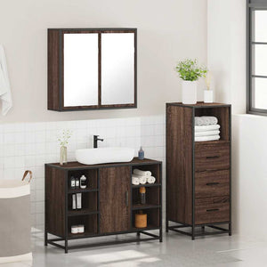 vidaXL 3 Piece Bathroom Furniture Set Brown Oak Engineered Wood