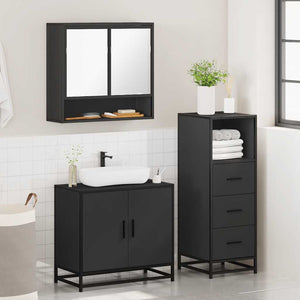 vidaXL 3 Piece Bathroom Furniture Set Black Engineered Wood