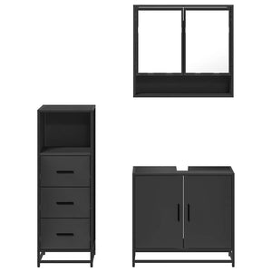 vidaXL 3 Piece Bathroom Furniture Set Black Engineered Wood