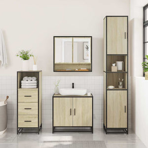 vidaXL 3 Piece Bathroom Furniture Set Sonoma Oak Engineered Wood