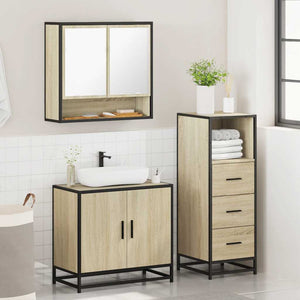 vidaXL 3 Piece Bathroom Furniture Set Sonoma Oak Engineered Wood