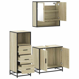 vidaXL 3 Piece Bathroom Furniture Set Sonoma Oak Engineered Wood