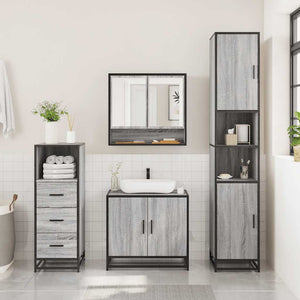 vidaXL 3 Piece Bathroom Furniture Set Grey Sonoma Engineered Wood