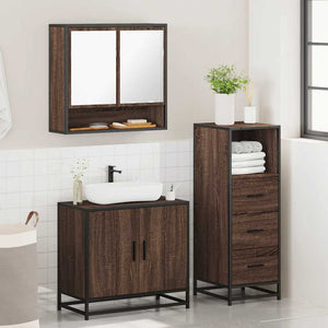 vidaXL 3 Piece Bathroom Furniture Set Brown Oak Engineered Wood