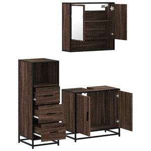 vidaXL 3 Piece Bathroom Furniture Set Brown Oak Engineered Wood