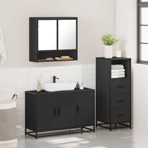 vidaXL 3 Piece Bathroom Furniture Set Black Engineered Wood