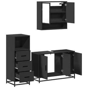 vidaXL 3 Piece Bathroom Furniture Set Black Engineered Wood