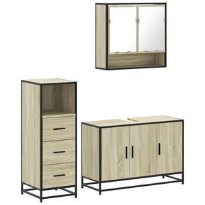 vidaXL 3 Piece Bathroom Furniture Set Sonoma Oak Engineered Wood