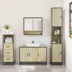 vidaXL 3 Piece Bathroom Furniture Set Sonoma Oak Engineered Wood