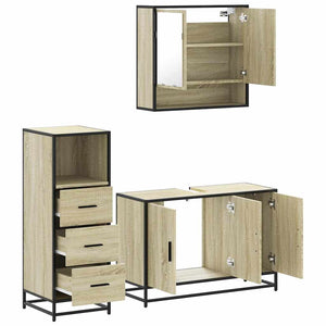 vidaXL 3 Piece Bathroom Furniture Set Sonoma Oak Engineered Wood