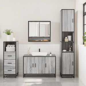 vidaXL 3 Piece Bathroom Furniture Set Grey Sonoma Engineered Wood