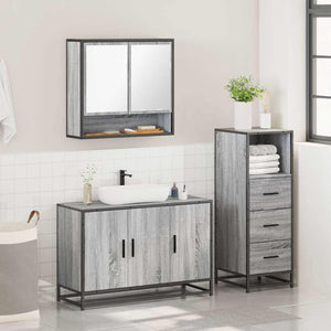 vidaXL 3 Piece Bathroom Furniture Set Grey Sonoma Engineered Wood