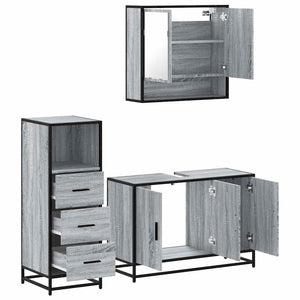 vidaXL 3 Piece Bathroom Furniture Set Grey Sonoma Engineered Wood