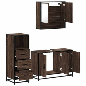 vidaXL 3 Piece Bathroom Furniture Set Brown Oak Engineered Wood