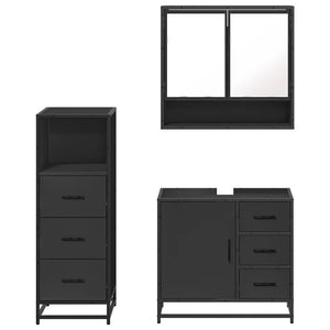 vidaXL 3 Piece Bathroom Furniture Set Black Engineered Wood