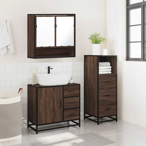 vidaXL 3 Piece Bathroom Furniture Set Brown Oak Engineered Wood